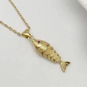 Gold Fish Pendant Necklace